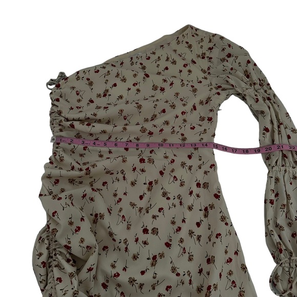 Sabo Skirt | Dainty Floral One Sleeve Ruched Mini Dress Size L - Picture 10 of 12